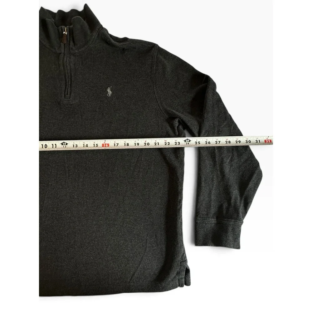 Polo Ralph Lauren Quarter Zip Mens Large Charcoal Gray Estate Rib Pullover